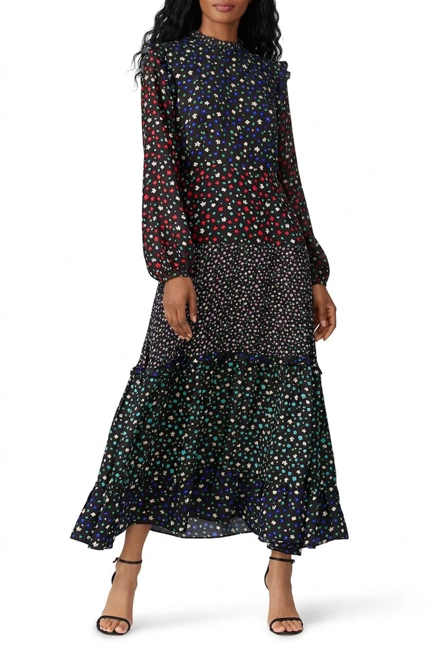 Rixo Billie Floral Tiered Ruffle Maxi Dress Size Medium